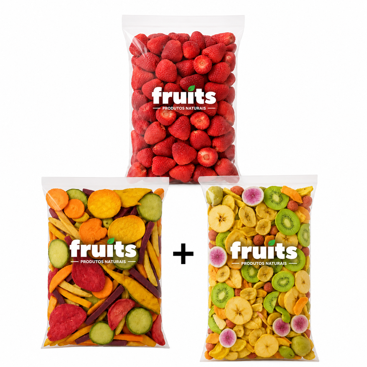 Kit Morango Liofilizado + Frutas Tropicais + Vegetais Crocantes Naturais
