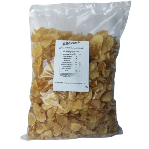 Pacotão Batata Chips Lisa Fatiada Original Crocante - 1Kg