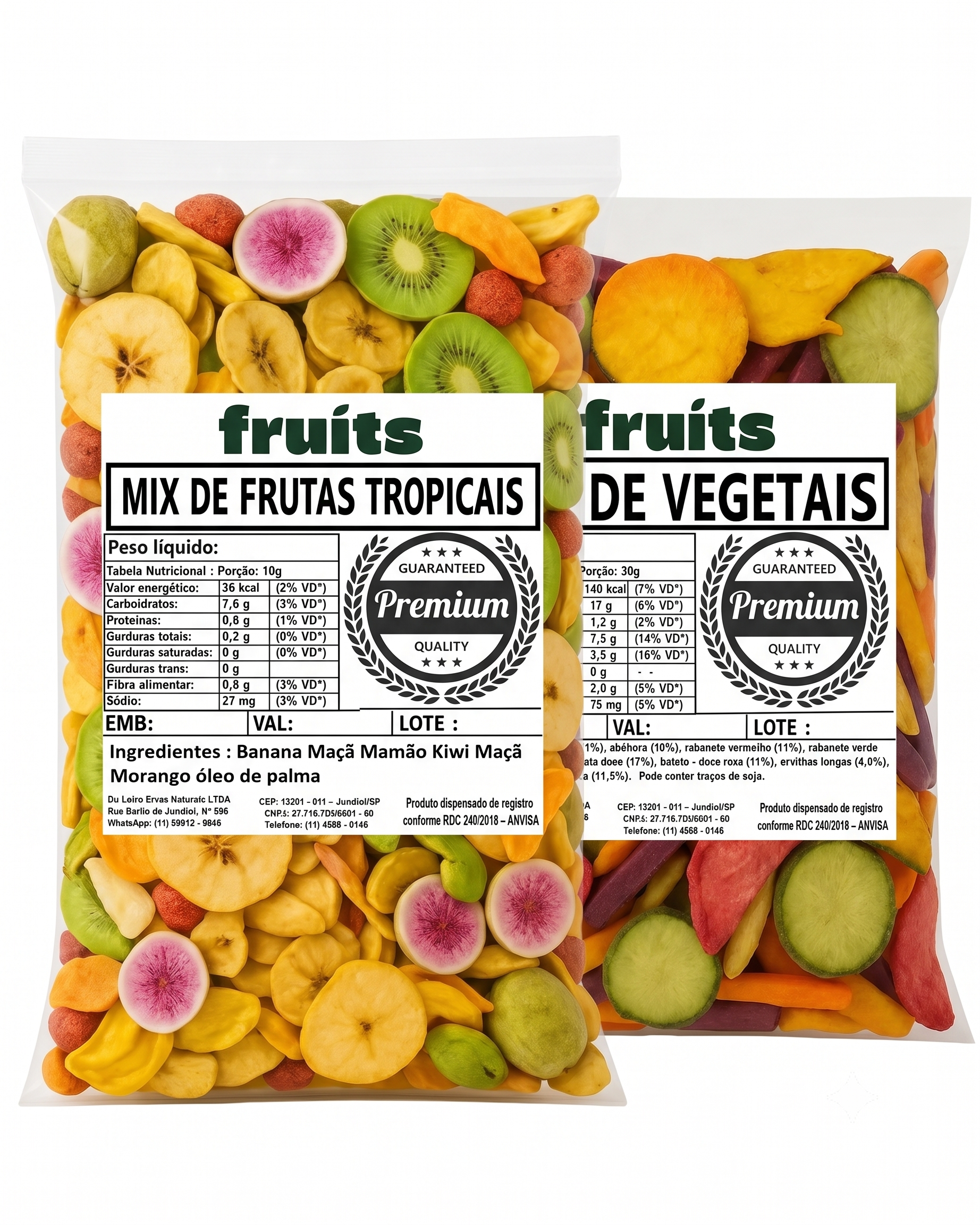 COMBO - Mix de Frutas + Mix de Vegetais - Sacks Saudáveis